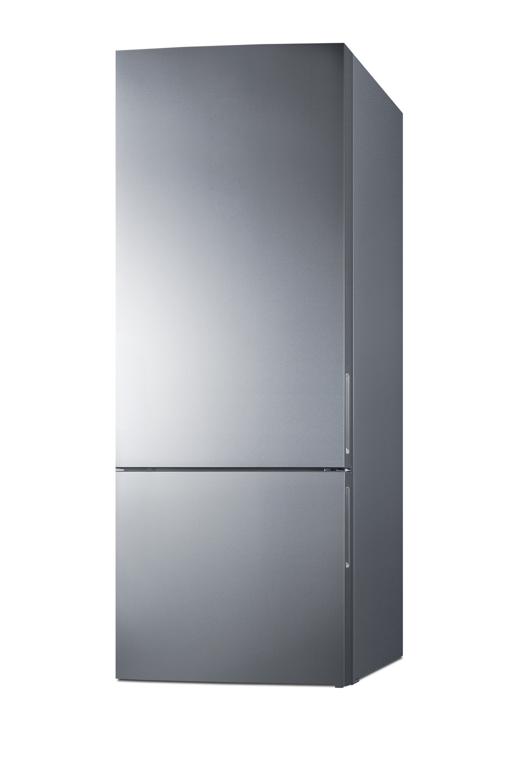Frost-free ENERGY STAR certified bottom freezer refrigerator in stainless steel with digital controls and a counter depth fit
